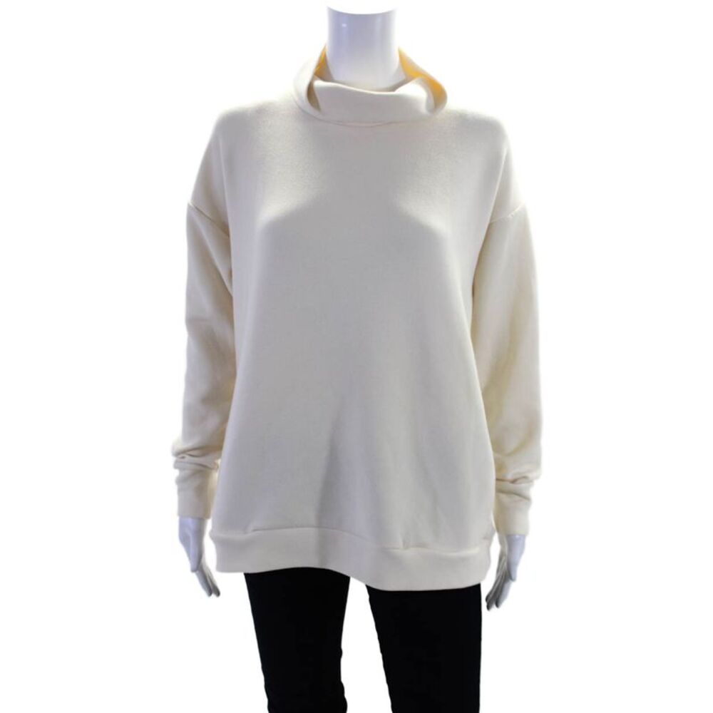 All Access Womens Textured Turtleneck Long Sleeve Casual Sweater Cream Size M